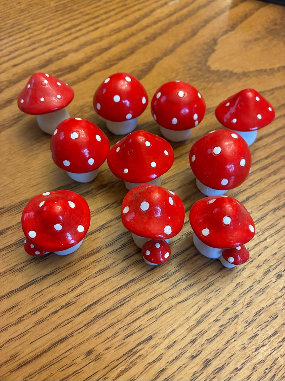 Lot of 10 Miniature Red & White Toadstool Mushrooms for Fairy Garden crafting